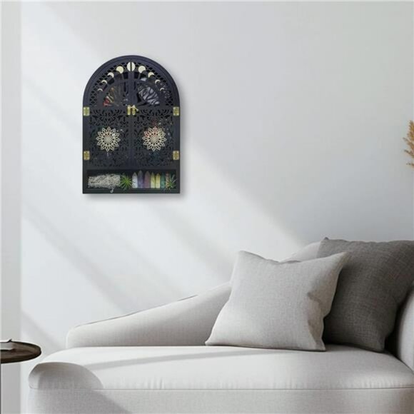 Large wooden crystal display shelf moon phase wall shelf storage home decor - Picture 7 of 8